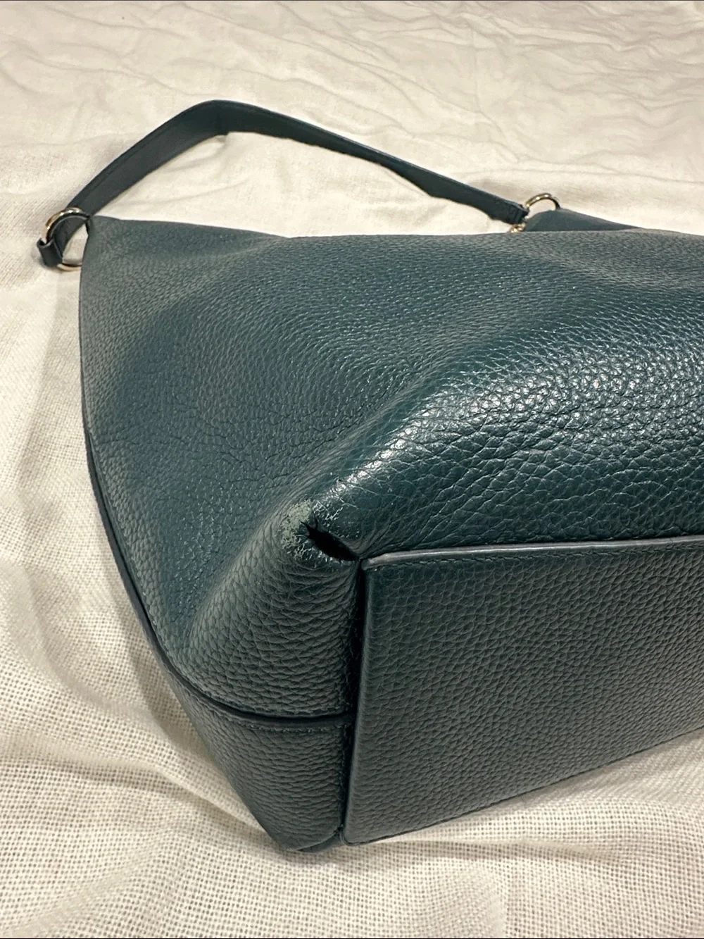 Kate Spade Dark Teal Pebbled Leather Hobo Bag
